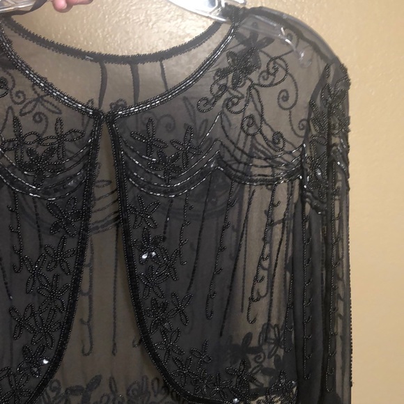 Formal Black Beaded Long Sleeved Shrug 